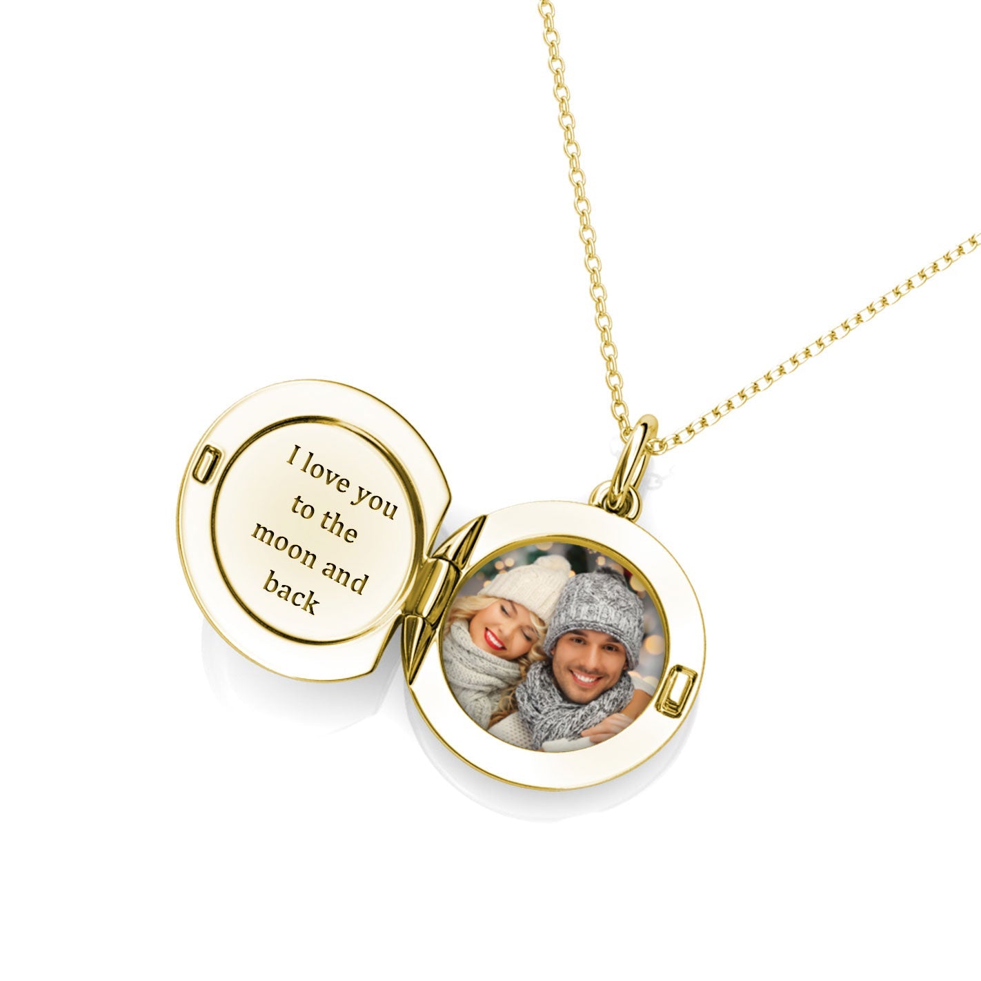 Personalised Locket with Photo - Round Locket with Picture Inside - Gold