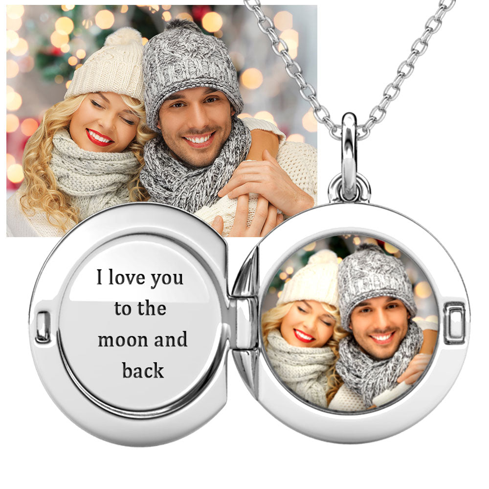 Personalised Locket with Photo - Round Locket with Picture Inside - Sterling Silver