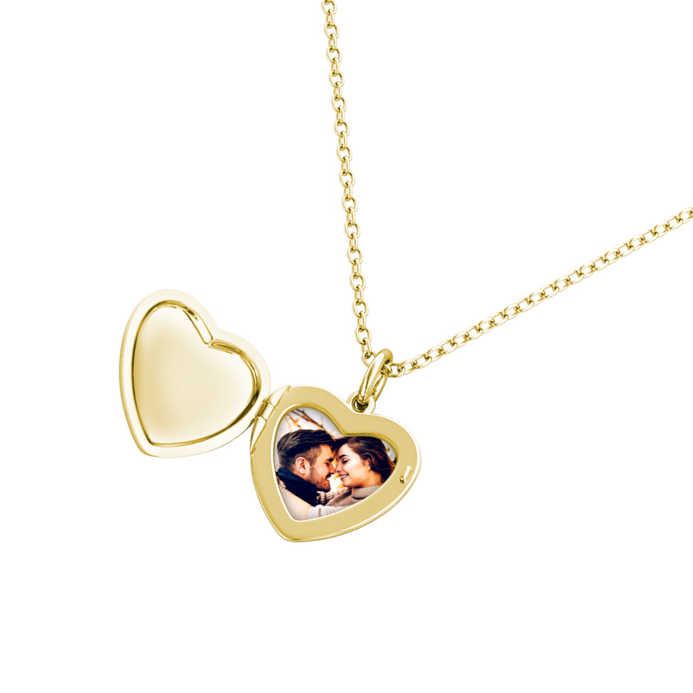 Personalised Heart Locket with Photo - Locket with Picture Inside - Gold