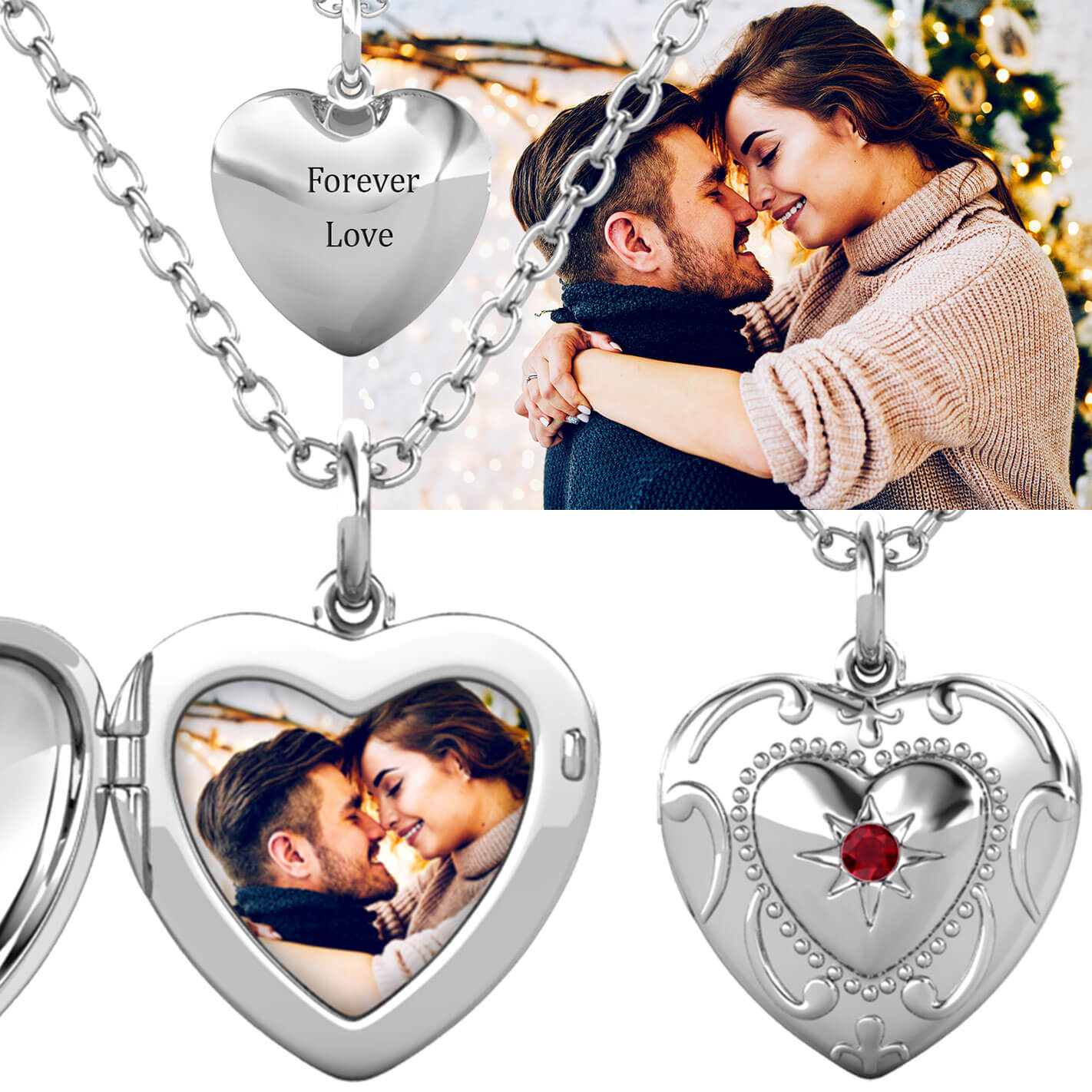 Personalised Heart Locket with Photo - Locket with Picture Inside - Sterling Silver