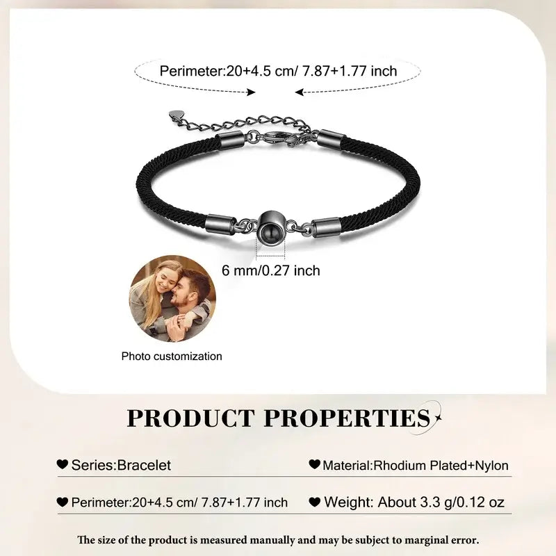 Photo Projection Couple Bracelets | Memory Bracelet for Couples