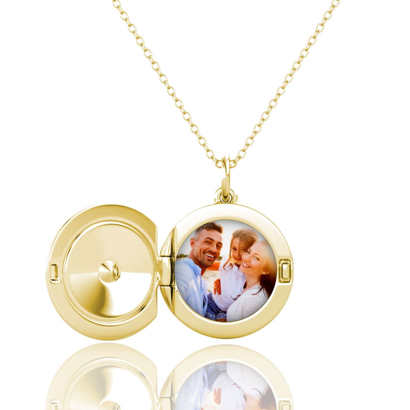 Personalised Locket with Photo - Round Locket with Picture Inside - Gold