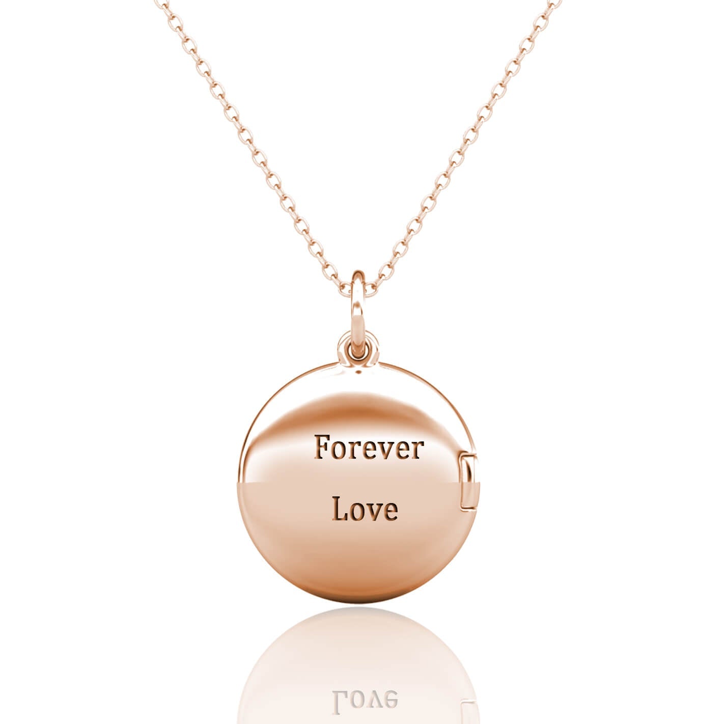 Personalised Locket with Photo - Round Locket with Picture Inside - Rose Gold