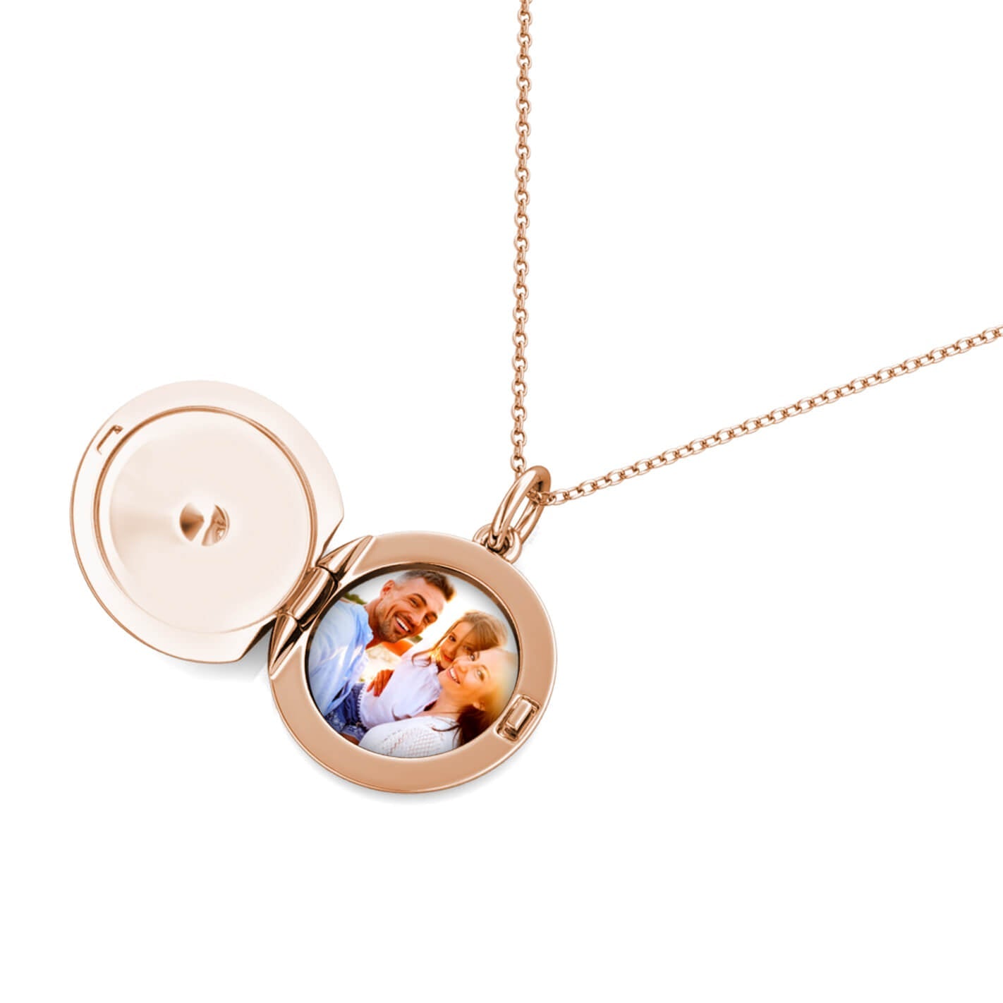 Personalised Locket with Photo - Round Locket with Picture Inside - Rose Gold