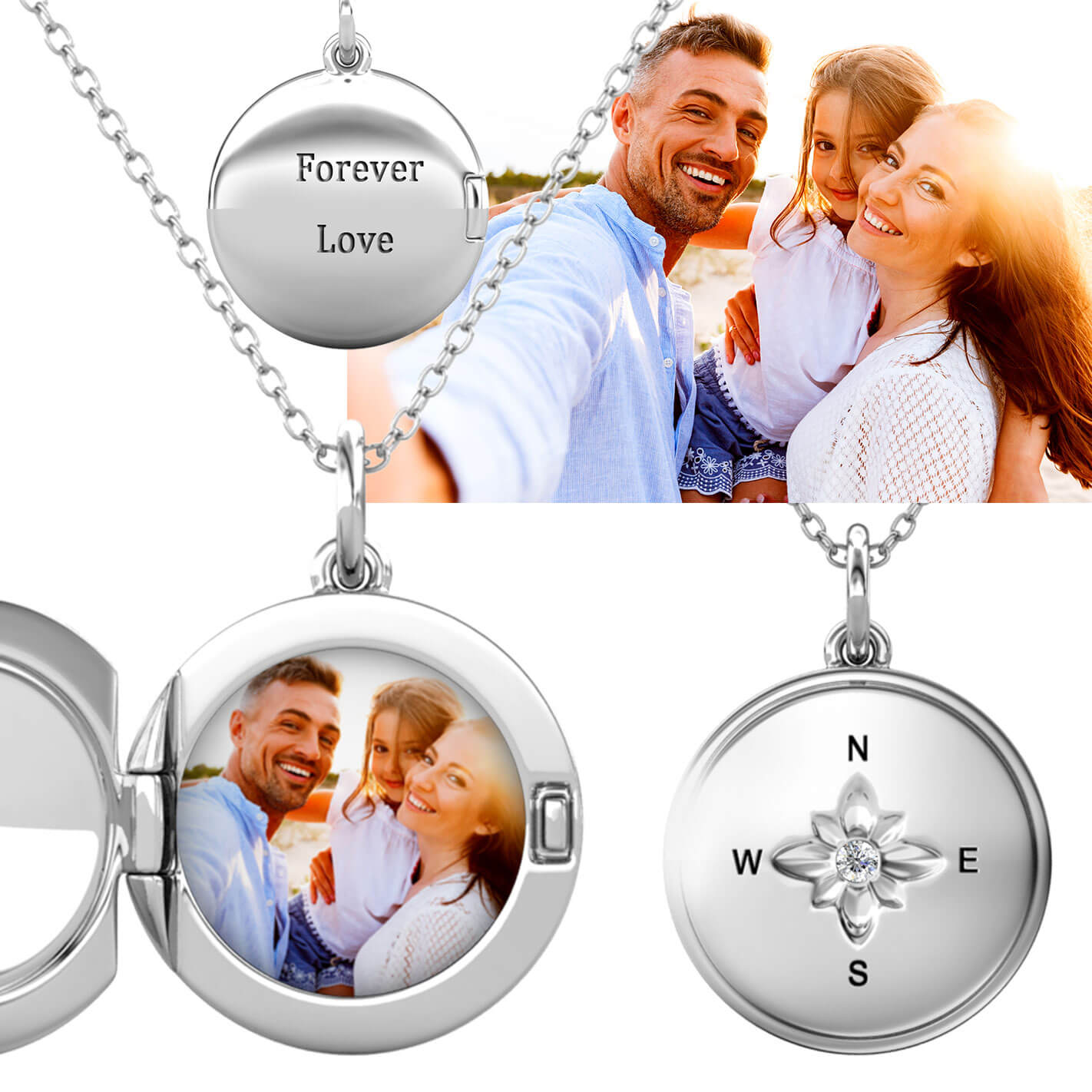 Personalised Locket with Photo - Round Locket with Picture Inside - Sterling Silver